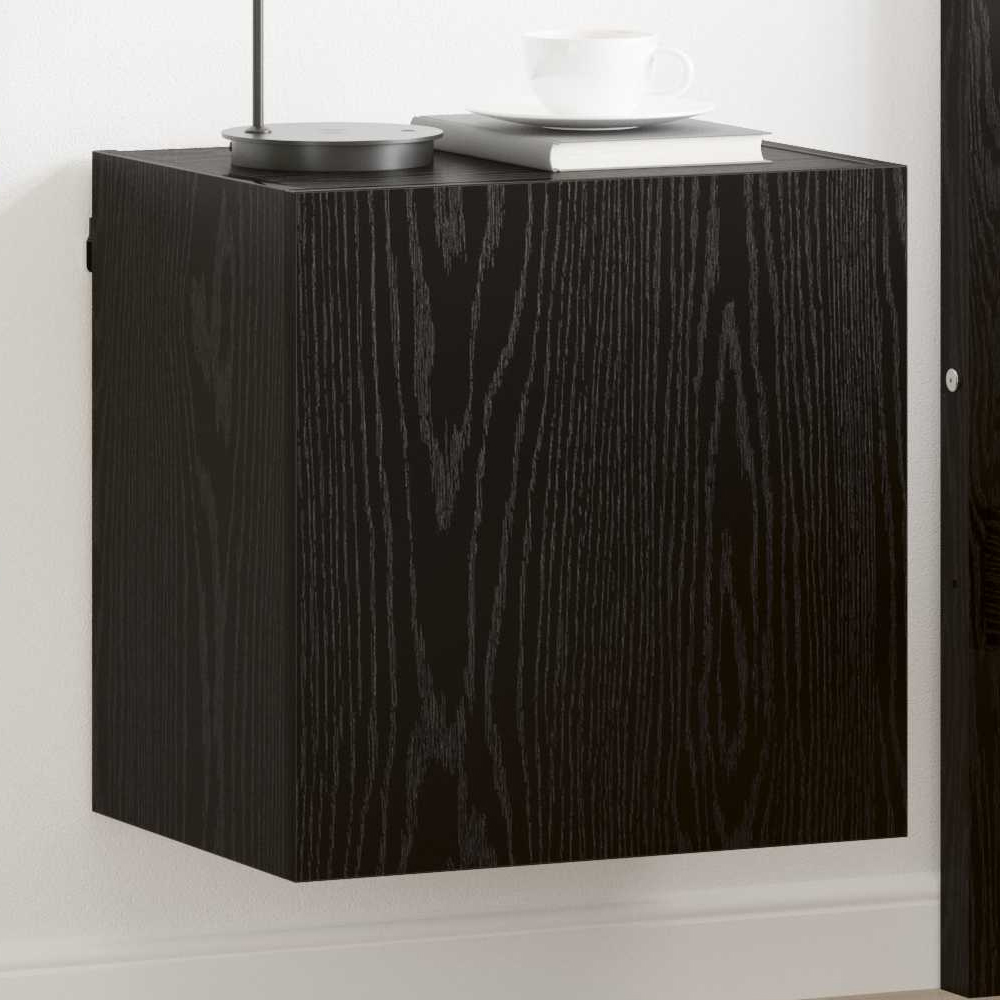 vidaXL Single Door Black Oak Wall-Mounted TV Cabinet Set of 2 Image 1