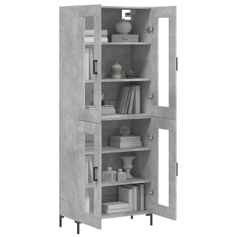vidaXL 4 Glass Door Concrete Grey Highboard Image 3