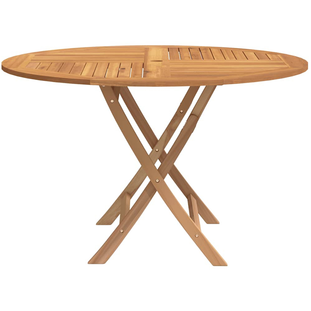 vidaXL Brown Solid Wood Teak Round Foldable Garden Table 110cm Image 4