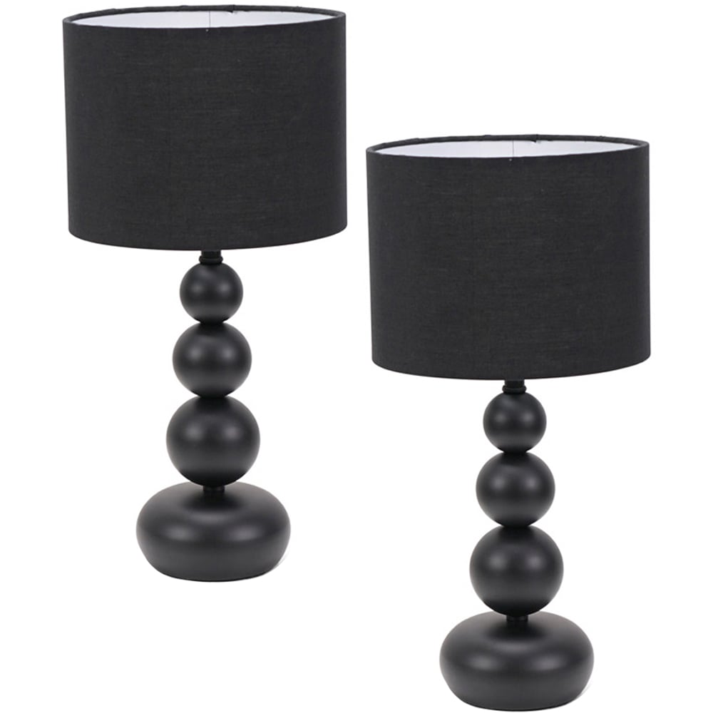 ValueLights Marissa 2 Pack Black Stacked Ball Touch LED Table Lamp Image 1