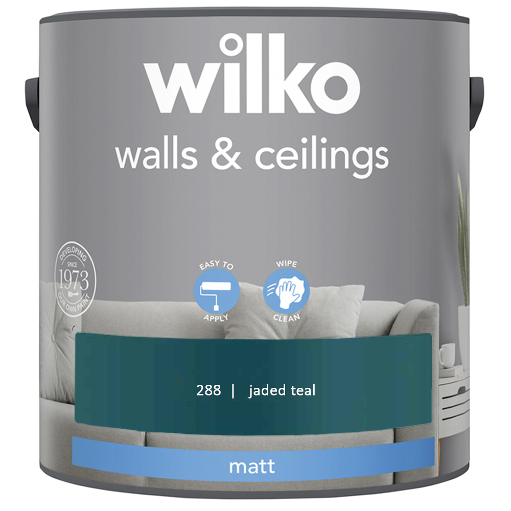 Wilko Walls & Ceilings Jaded Teal Matt Emulsion Paint 2.5L Image 2