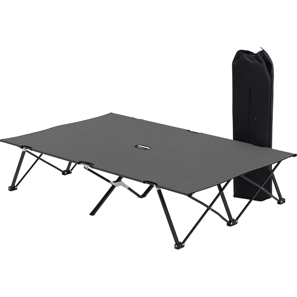 Outsunny Double Charcoal Grey Portable Camping Cot Image 1