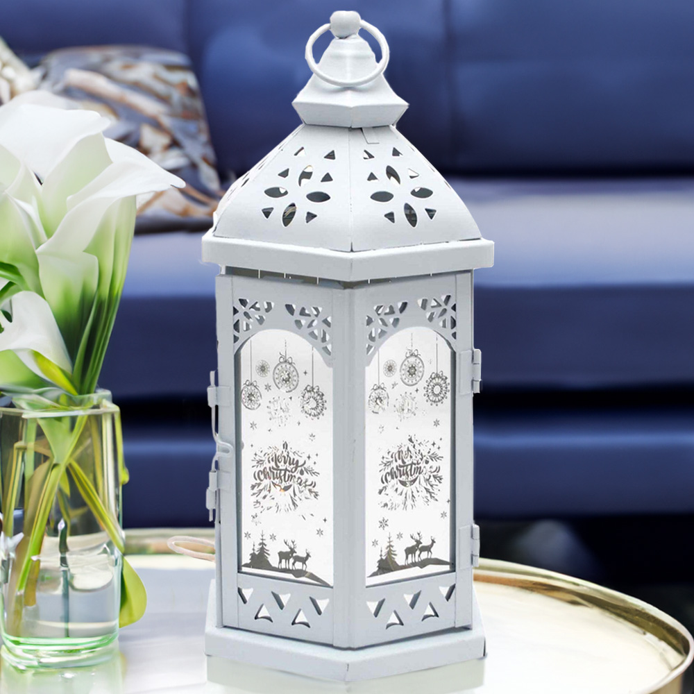 Shatchi White LED Lantern Christmas Decoration Image 1