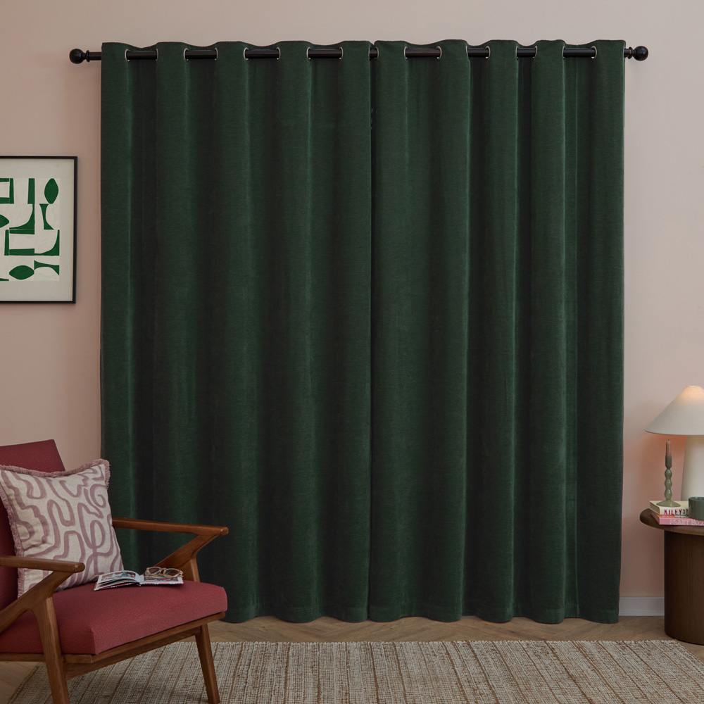 Furn Bottle Soft Chenille Blackout Eyelet Curtains 168 x 137cm Image 2