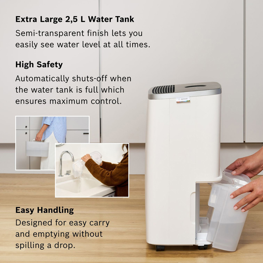 Bosch Dry 4000 White Lightweight Dehumidifier with LED Light Ring 16L Image 5