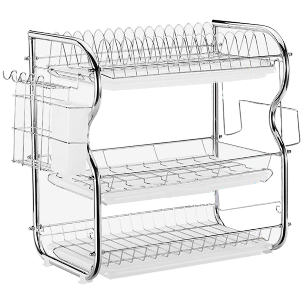Living and Home 3 Tier White Dish Rack Image 1