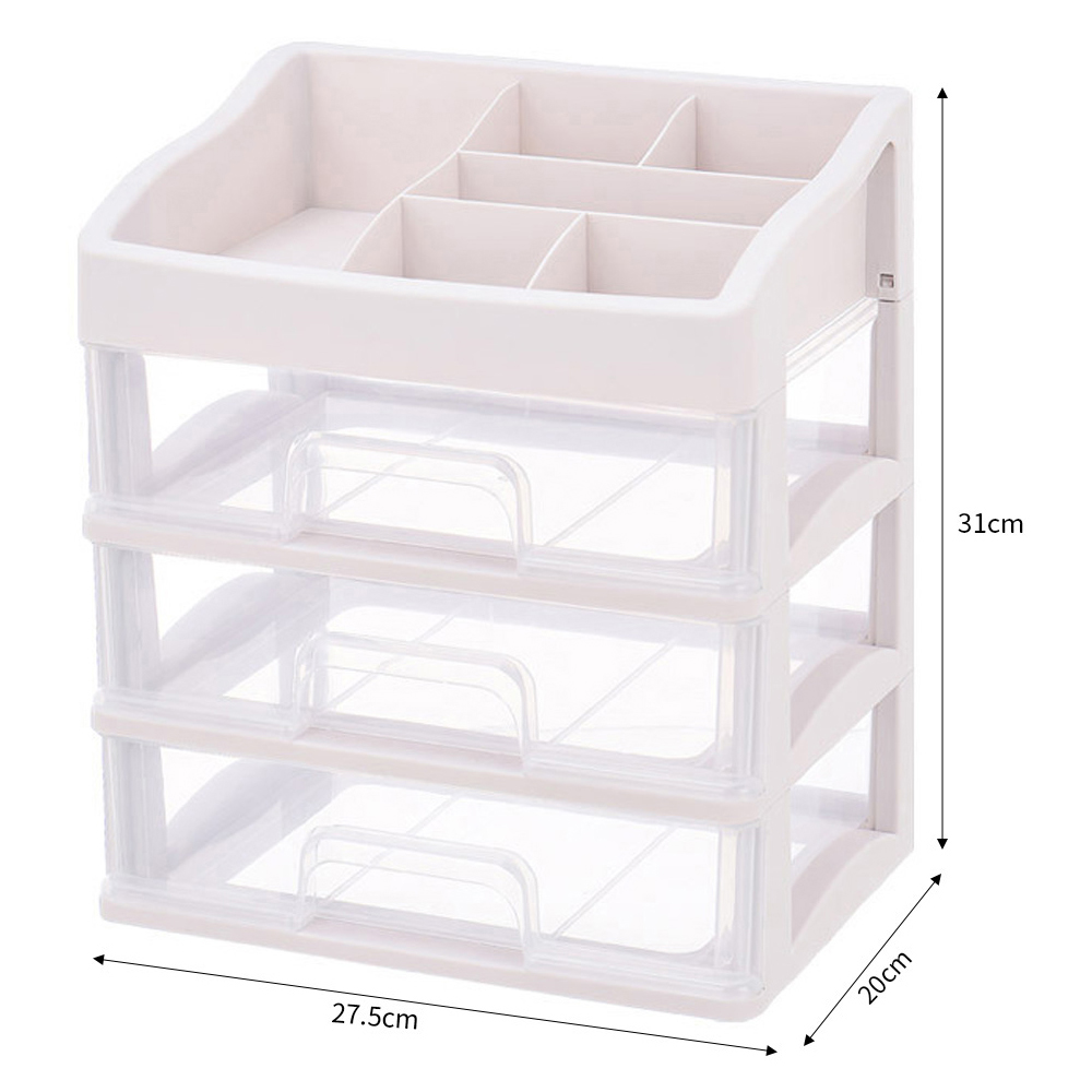 Living and Home White 3 Drawers Plastic Makeup Organiser Image 6