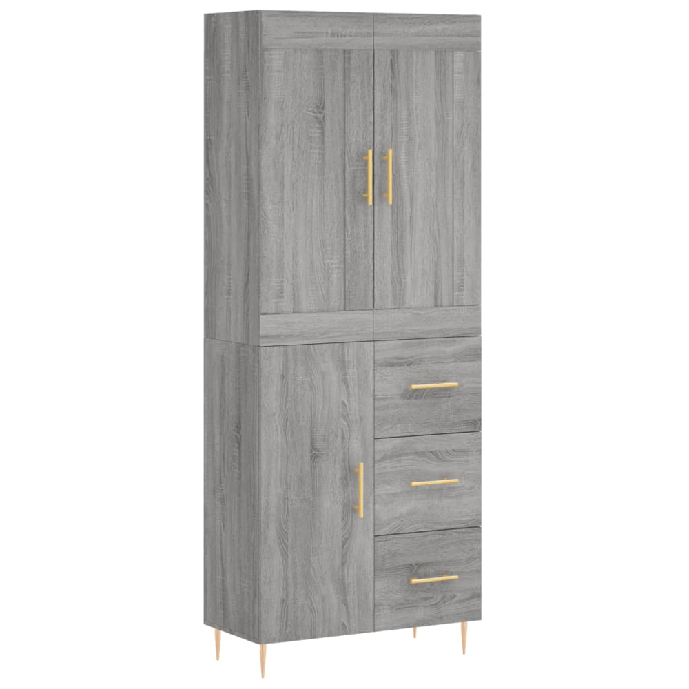 vidaXL 3 Door 3 Drawer Grey Sonoma Highboard Image 2