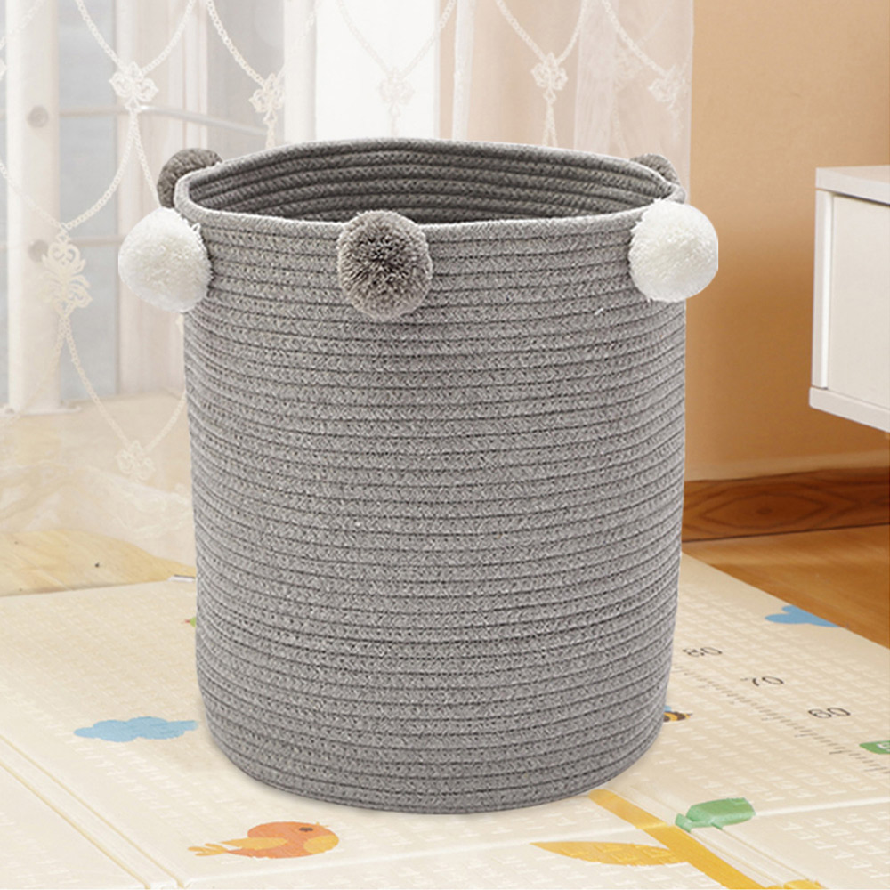Living And Home WH0702 Grey Cotton Fabric Laundry Basket Image 2