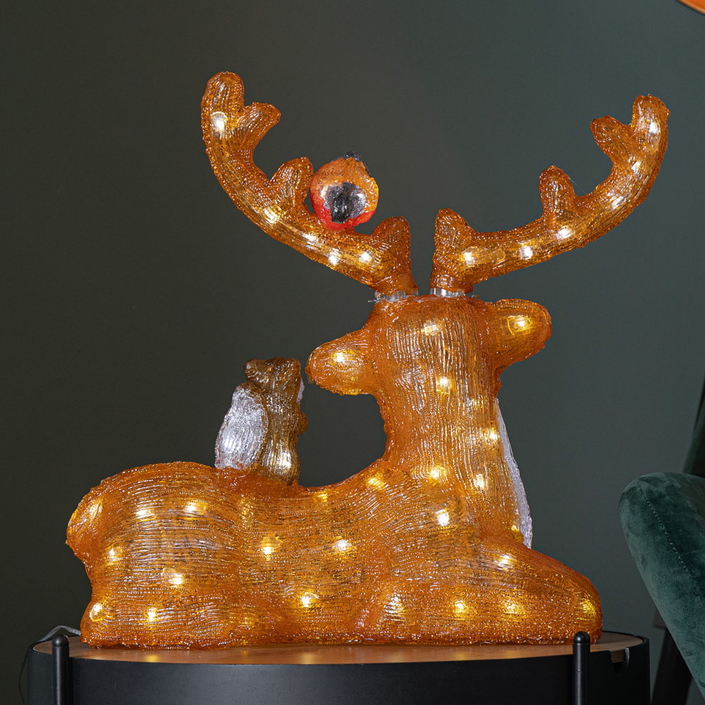 Samuel Alexander Warm White LED Light Up Acrylic Sitting Deer with Animals Christmas Decoration 40cm Image 9