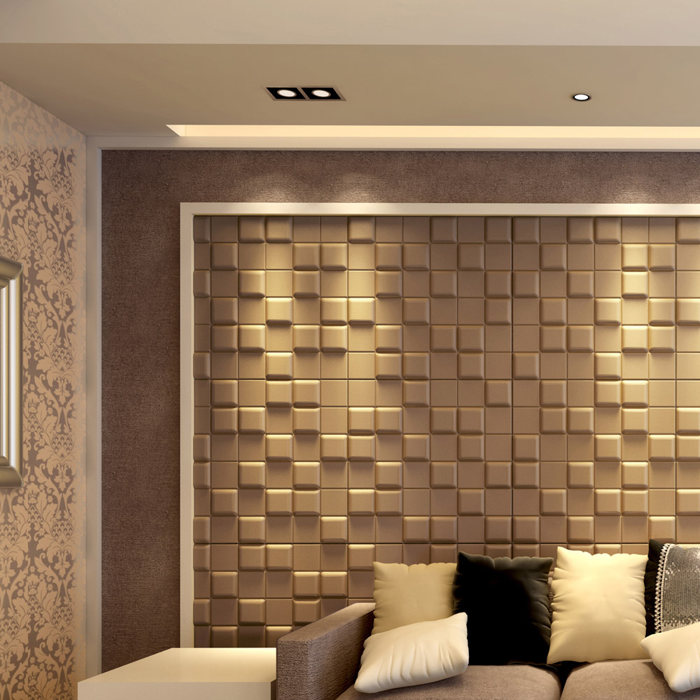 Britwall Cube Artistic Realm 3D PU Leather Wall Panel 600 x 600mm 4 Pack Image 5
