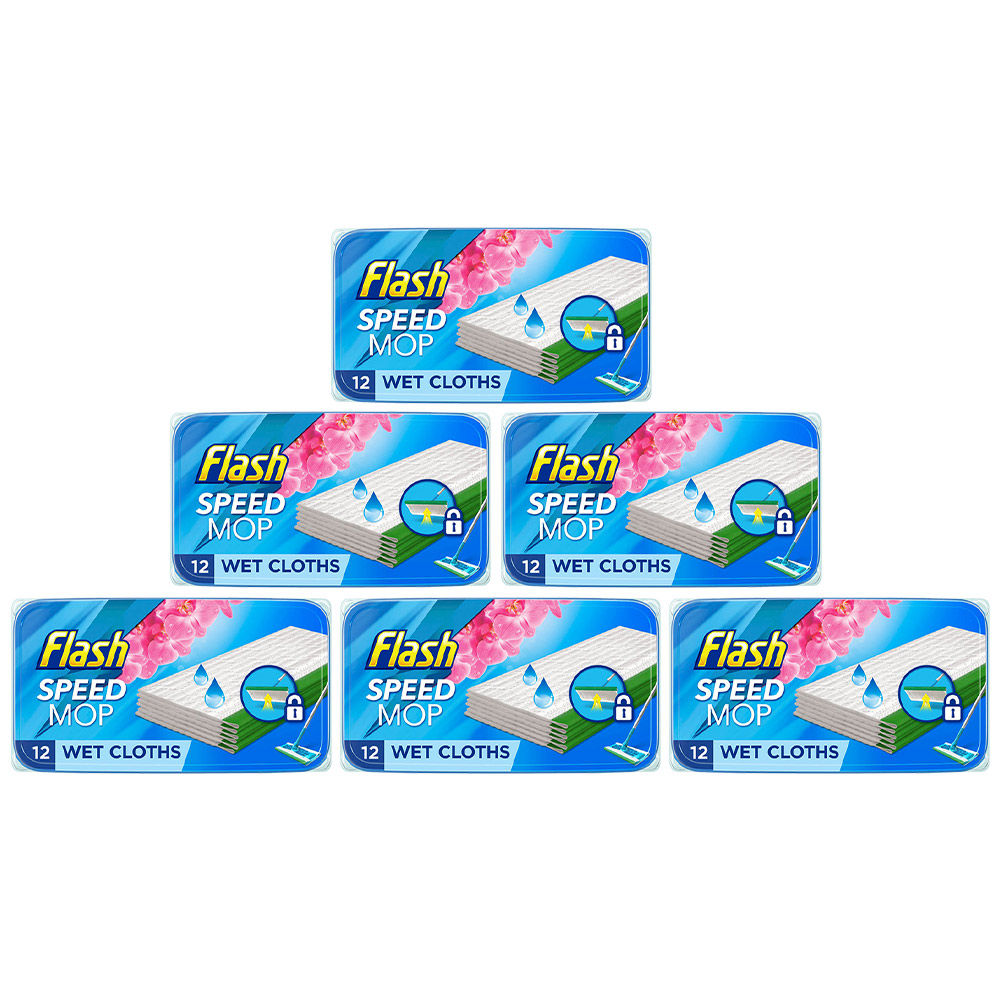 Flash Speedmop Wet Cloths Refill Replacement Pads 12 Pack Case of 6 Image 1