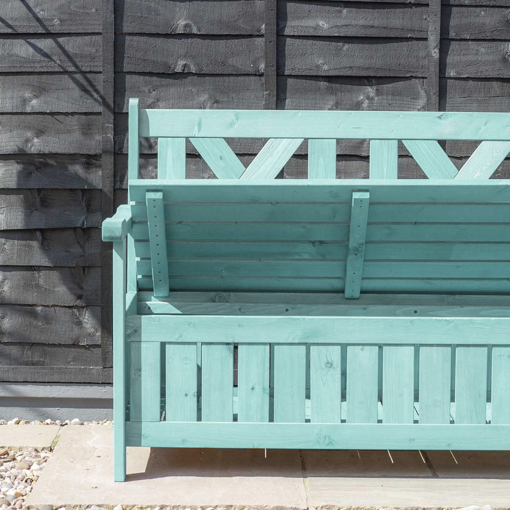 Jack Stonehouse Green Wooden Storage Bench Image 3