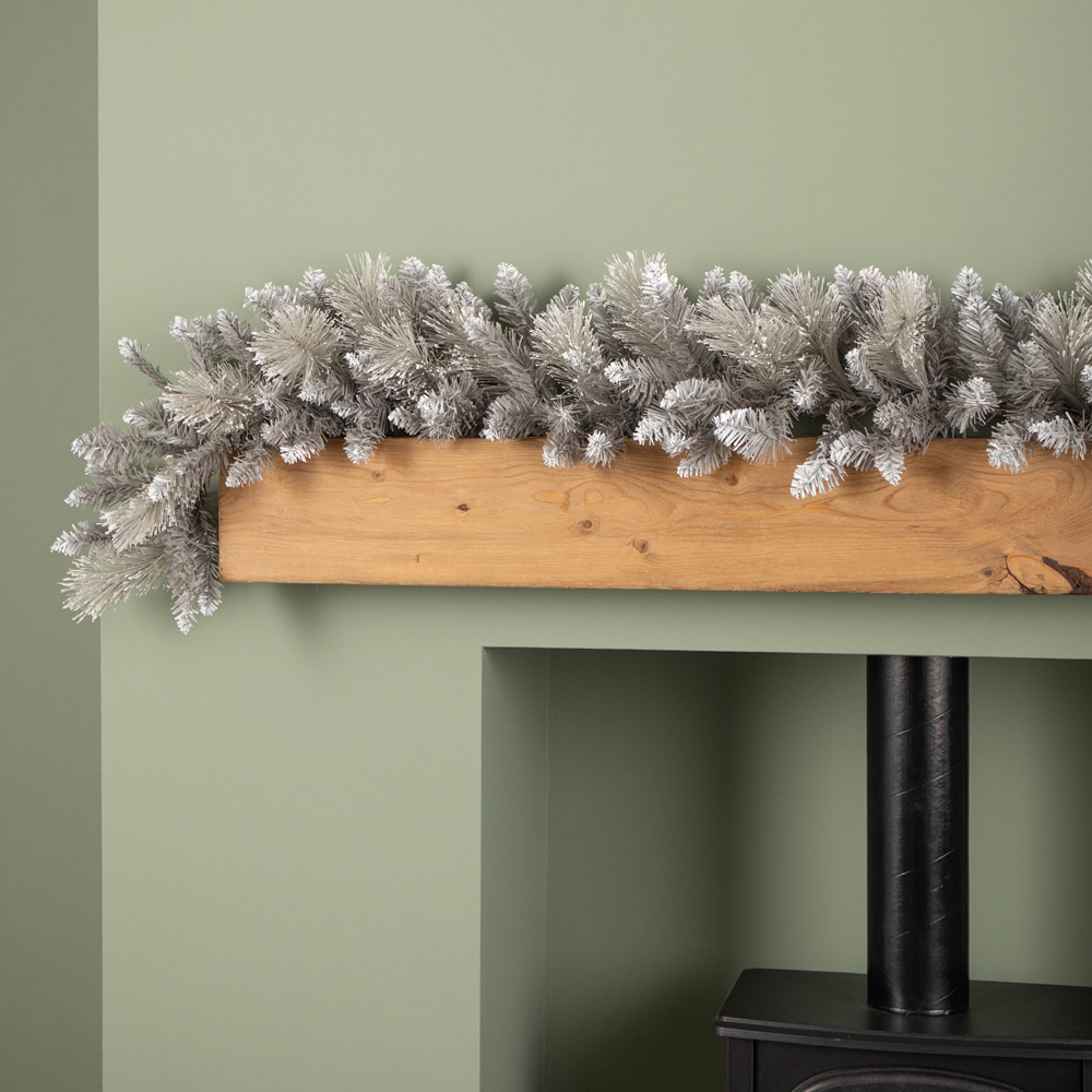 Premier Grey Lightly Flocked Fir Christmas Garland with Mixed Tips 180cm Image 9