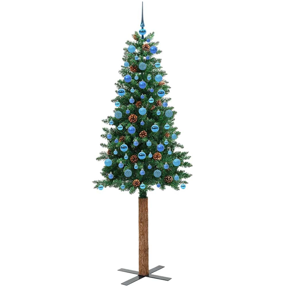 vidaXL Green Artificial Christmas Tree with Pinecones LEDs Blue Decoration Ornaments 7ft Image 4