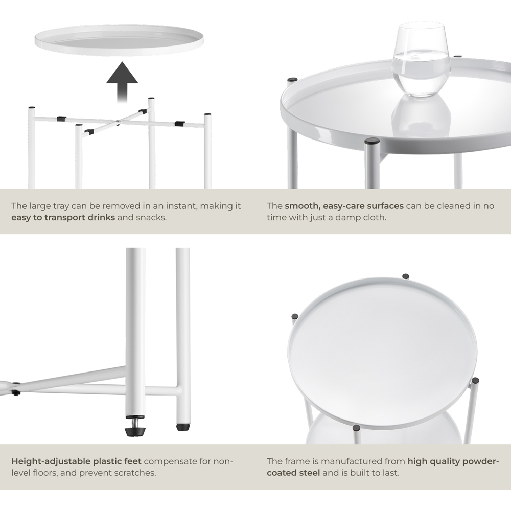 tectake Oxford 2 Shelf White Round Bedside Table Image 5