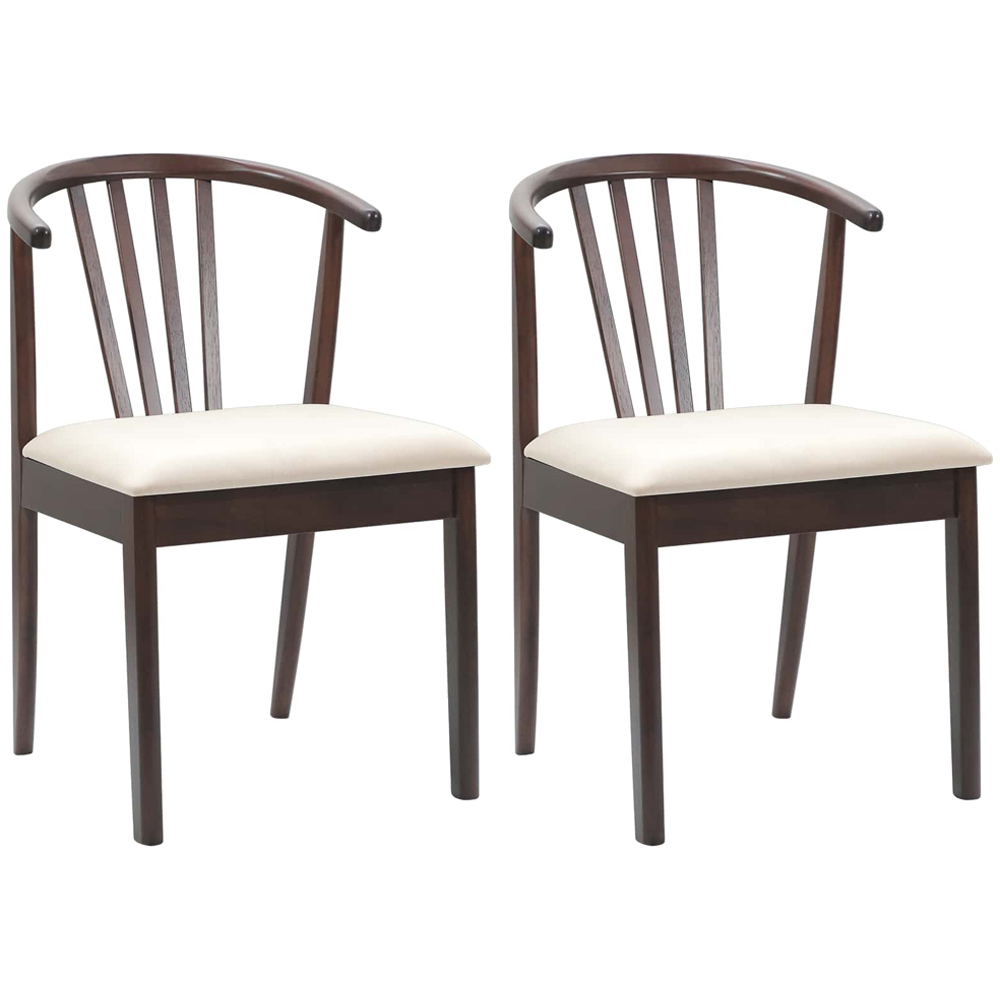 vidaXL Set of 2 Light Brown Rubberwood Vintage Dining Chairs Image 8