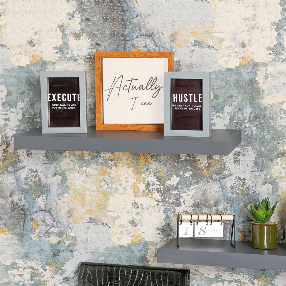 Harbour Housewares 60cm 3 Pack Grey Floating Wall Shelf Image 3