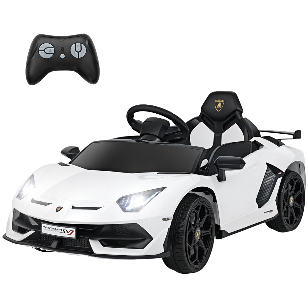 Costway Kids White Licensed Lamborghini Ride On Car with Remote Control and LED Headlight 12V Image 1