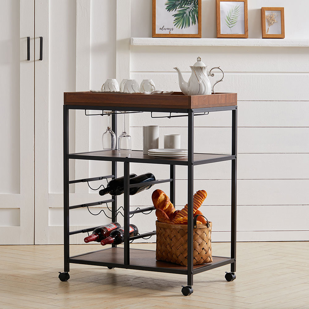 Living and Home 5 Tiers Rolling Serving Bar Cart Image 7