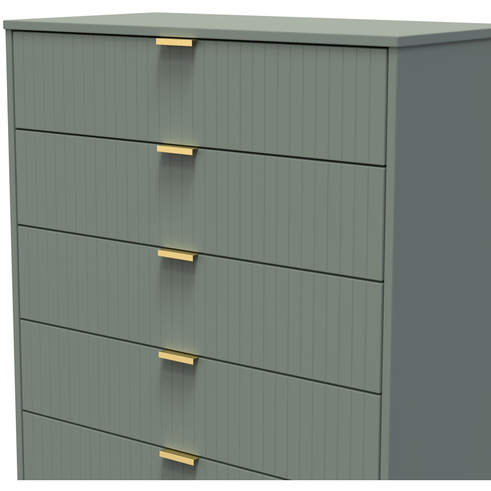 Crowndale 5 Drawer Reed Green Wide Chest of Drawers Ready Assembled Image 5