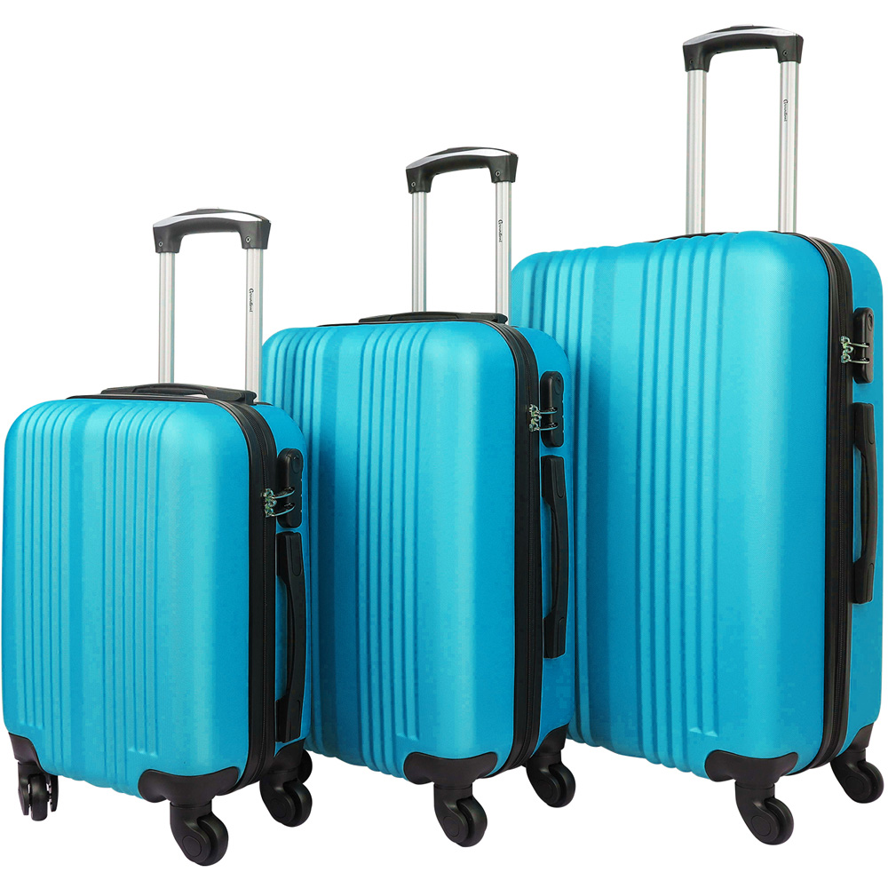 Groundlevel Delta Stripe Set of 3 Turquoise Luggage Suitcase Image 2