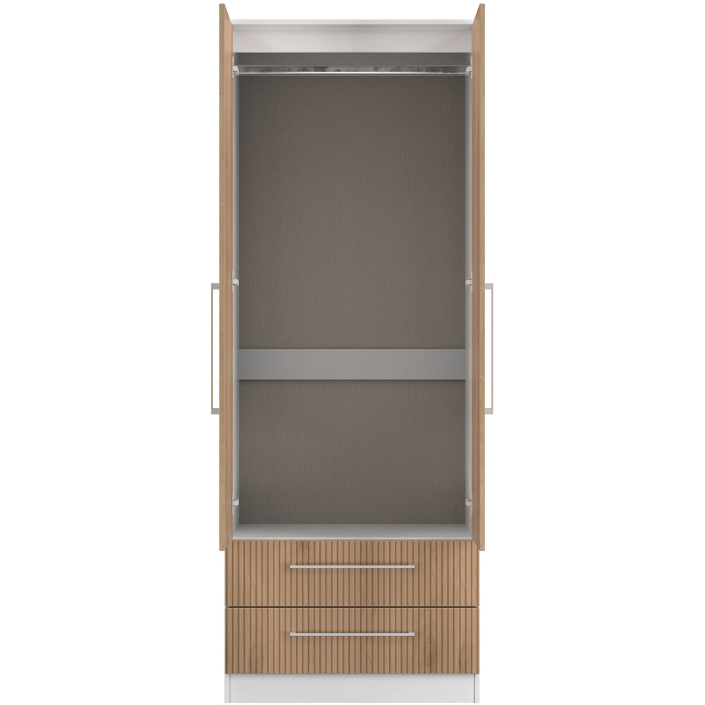 Crowndale Worcester 2 Door 2 Drawer Slatt Effect and White Tall Wardrobe Ready Assembled Image 5