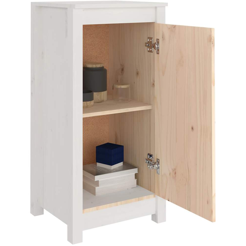 vidaXL Single Door White Pine Wood Sideboard Image 4