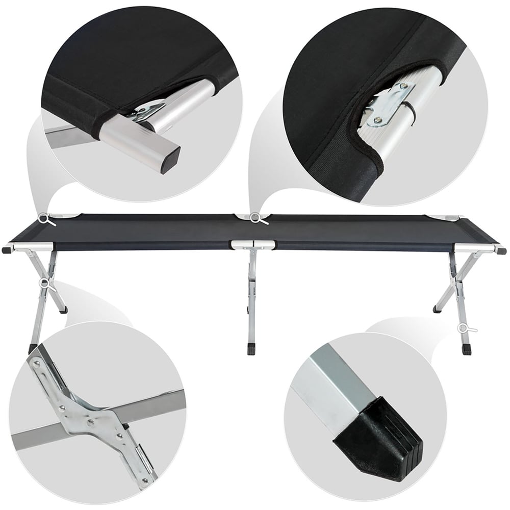 tectake Black Aluminium Camping Beds 3 Pack Image 5