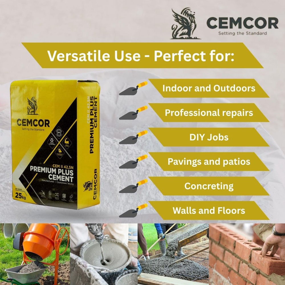 Cemcor Premium Plus High Strength Cement Bag 25kg Image 4