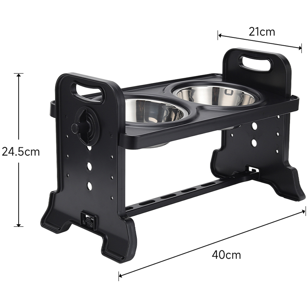 H&O Direct Stainless Steel 4 Level Height Adjustable Double Bowl Pet Feeder Image 6