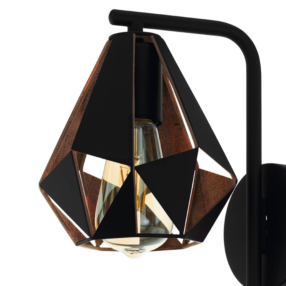 EGLO Carlton 4 Black and Copper Wall Lamp Image 3