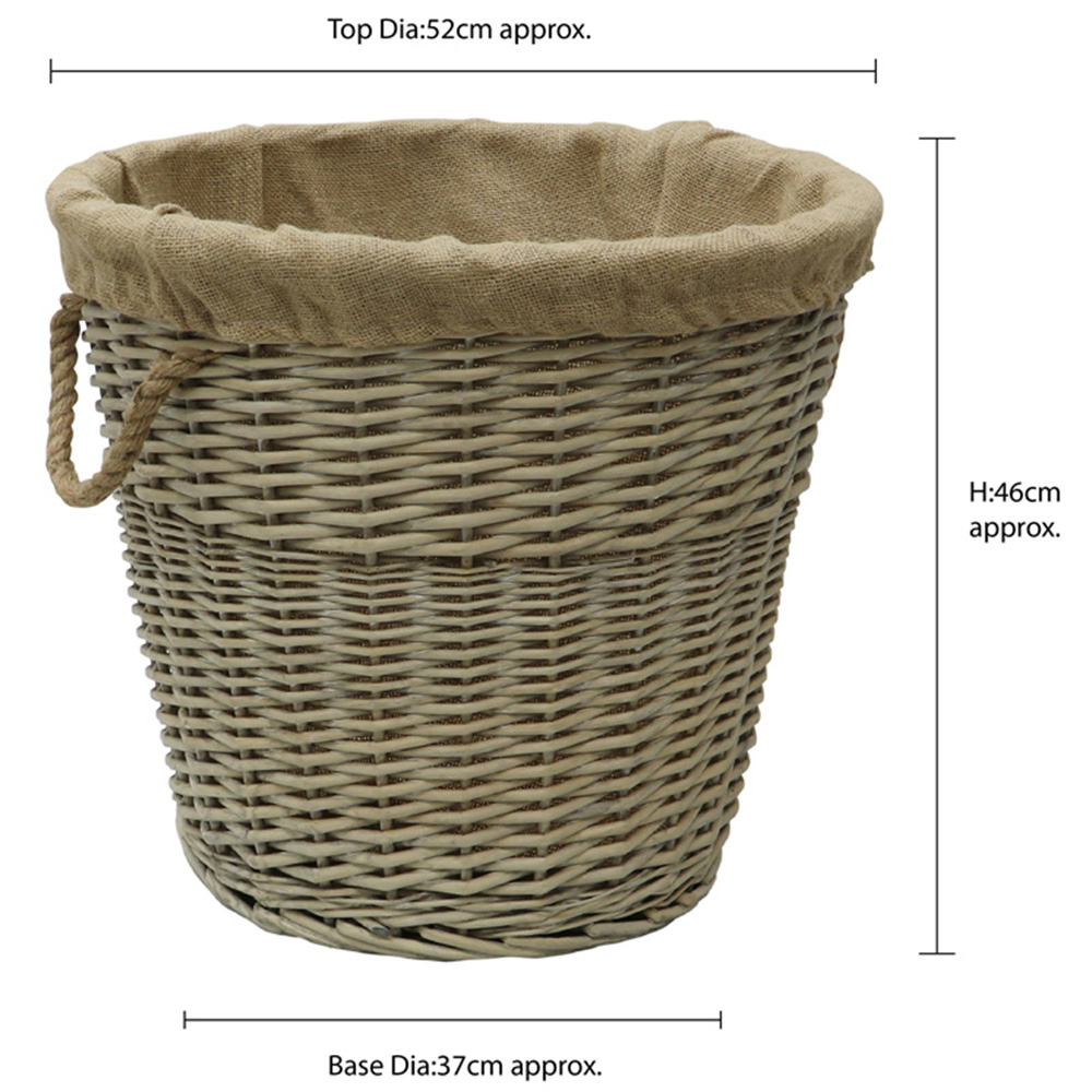 JVL Willow Antique Wash Log Basket with Rope Handles 46 x 37 x 52cm Image 7