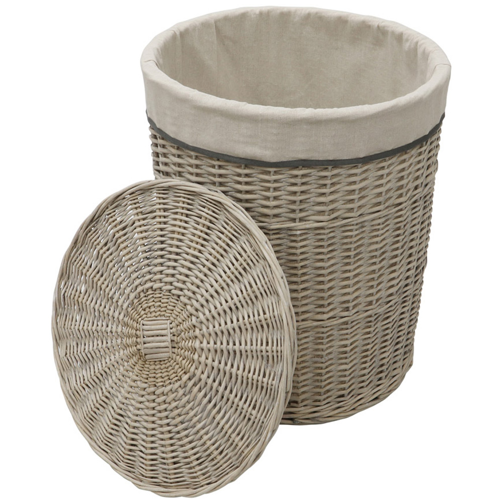 JVL 4 Piece Arianna Grey Round Willow Laundry and Waste Paper Basket Set Image 5