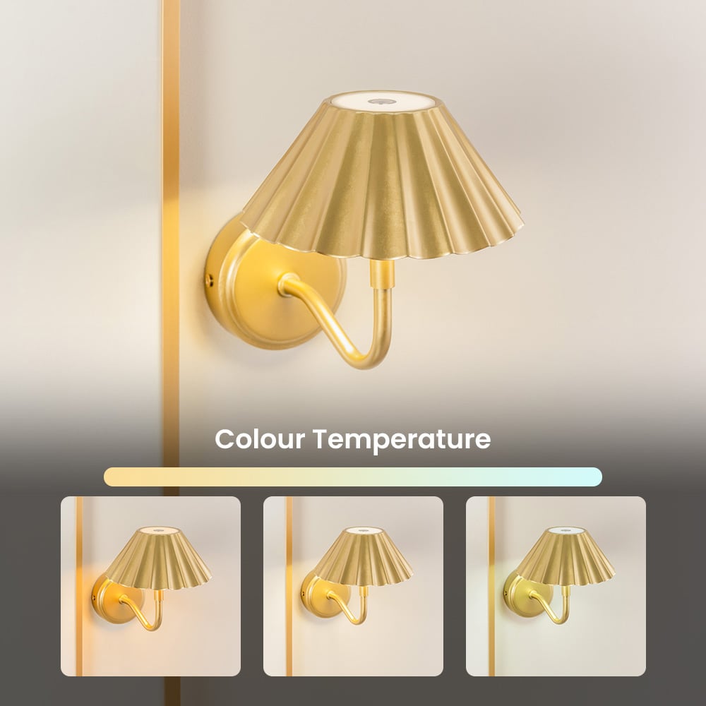 ValueLights Avery Gold Rechargeable Easy Fit LED Wall Light Image 6