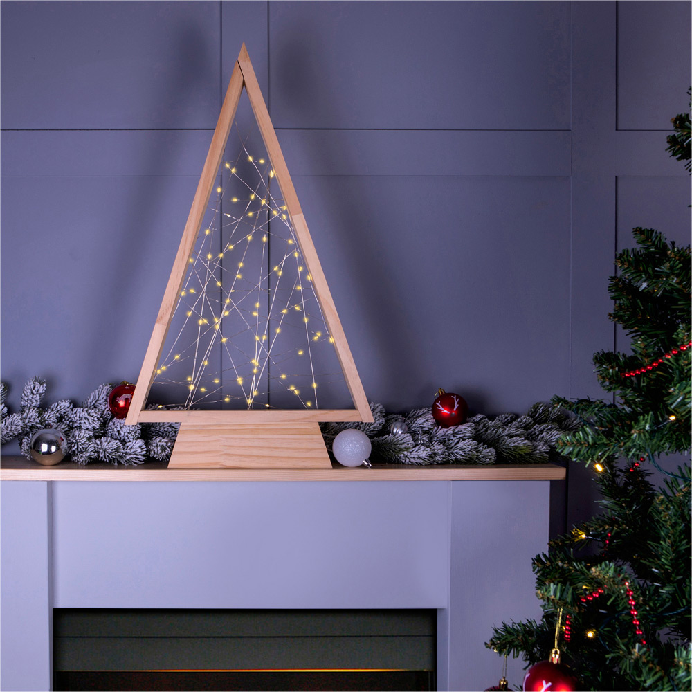 St Helens Festive Light Up Wooden Self Assembly Christmas Tree Image 3