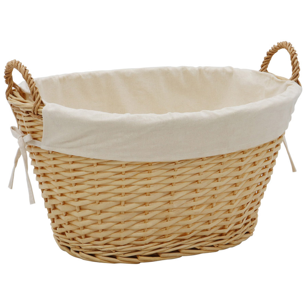 JVL  Acacia Honey Oval Willow Storage Basket with Lining 77L Image 1