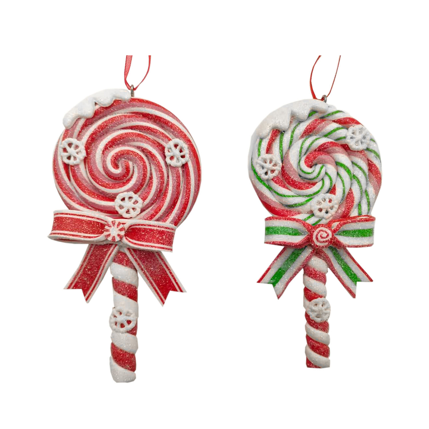 Single Candy Cane Lane Hanging Glittered Lollipop Christmas Decoration in Assorted styles Image