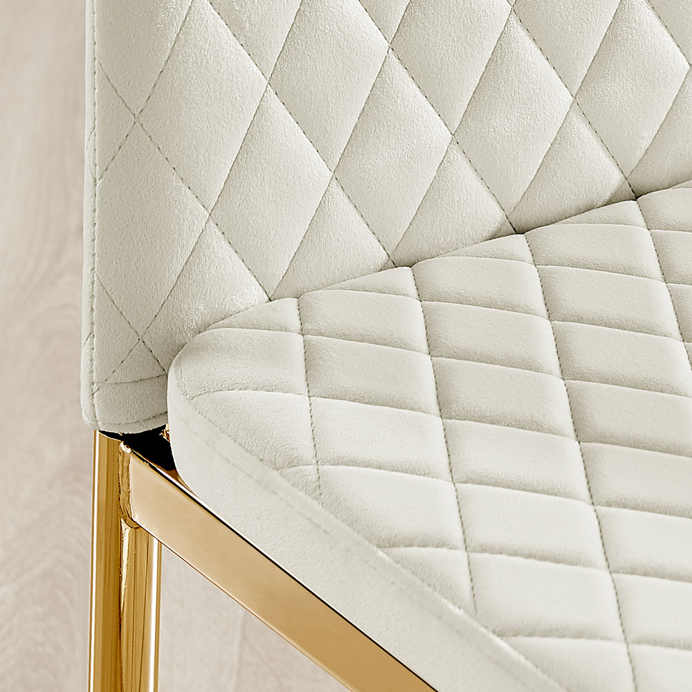 Furniturebox Lucia Valera 4 Seater Dining Set Grey Gloss Cream and Gold Image 8