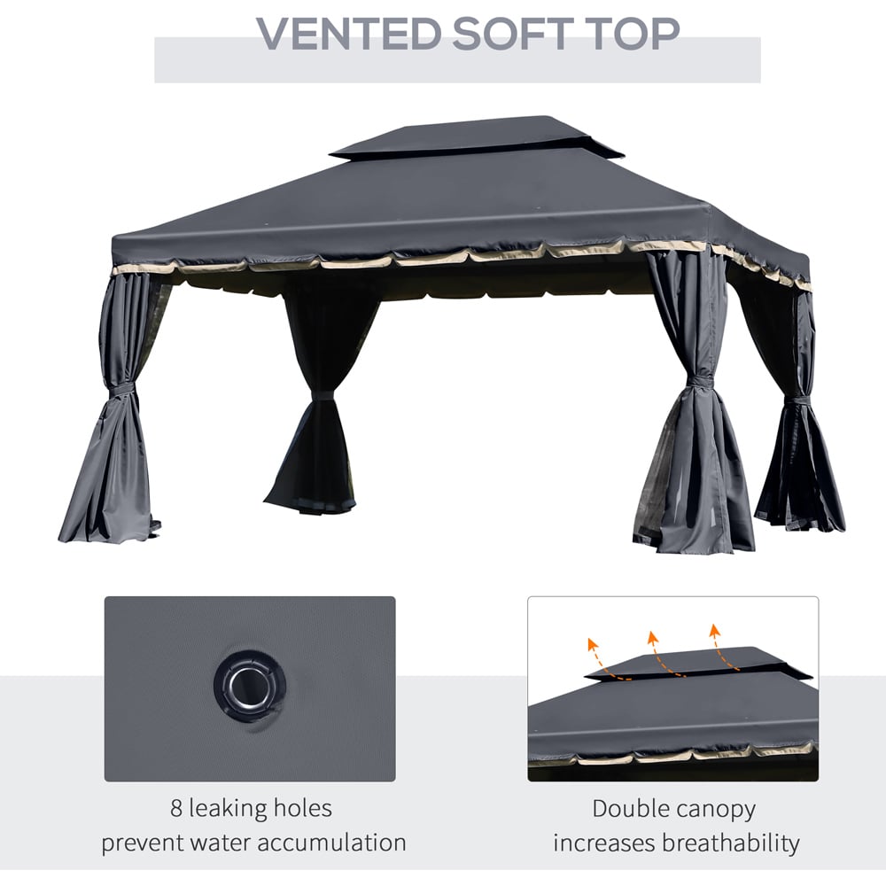 Outsunny 3 x 4m Black 2 Tier Roof Aluminium Garden Gazebo Image 5