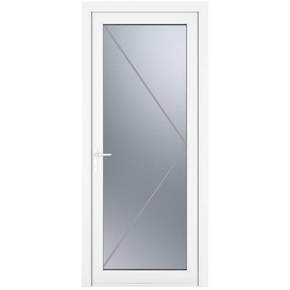 Crystal uPVC Double Glazed White Door Full Glass Right hand Obscure Glass 890x2090mm Image 2