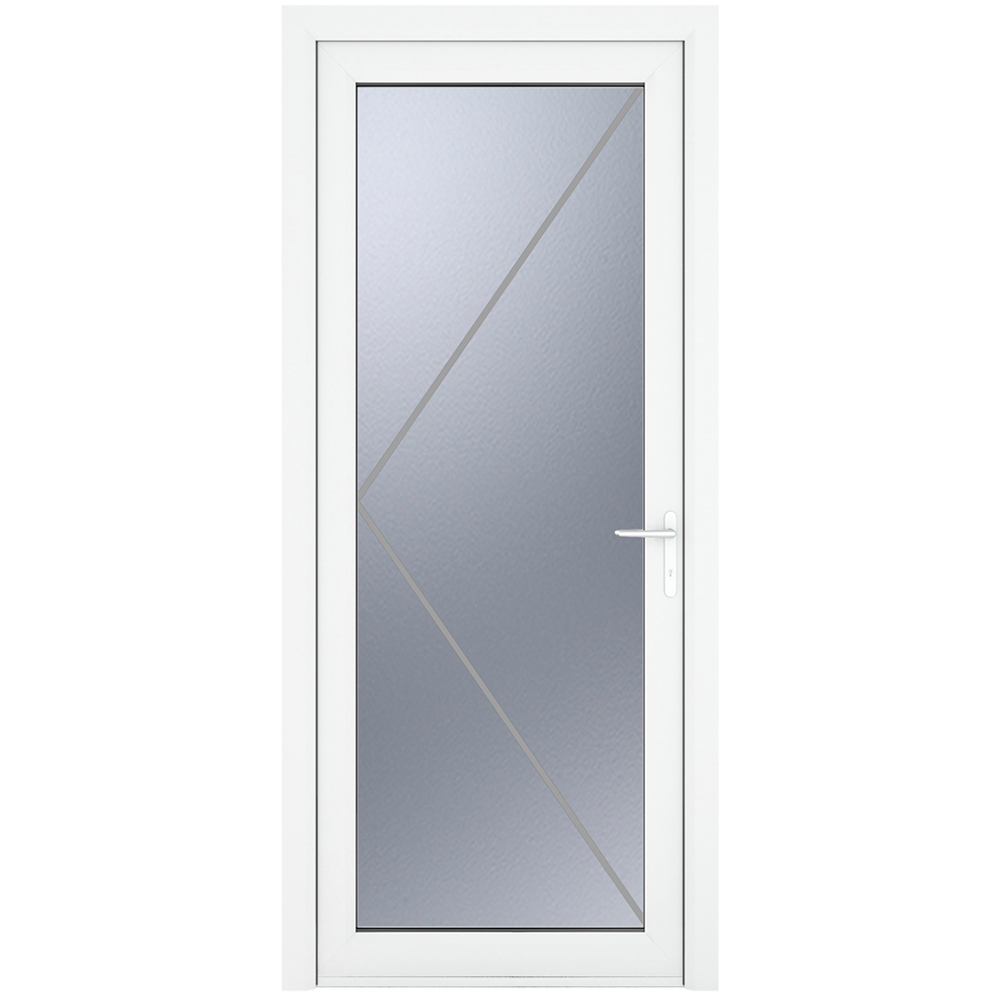 Crystal uPVC Triple Glazed Door Full Glass Left hand White Obscure Glass 840x2090mm Image 2