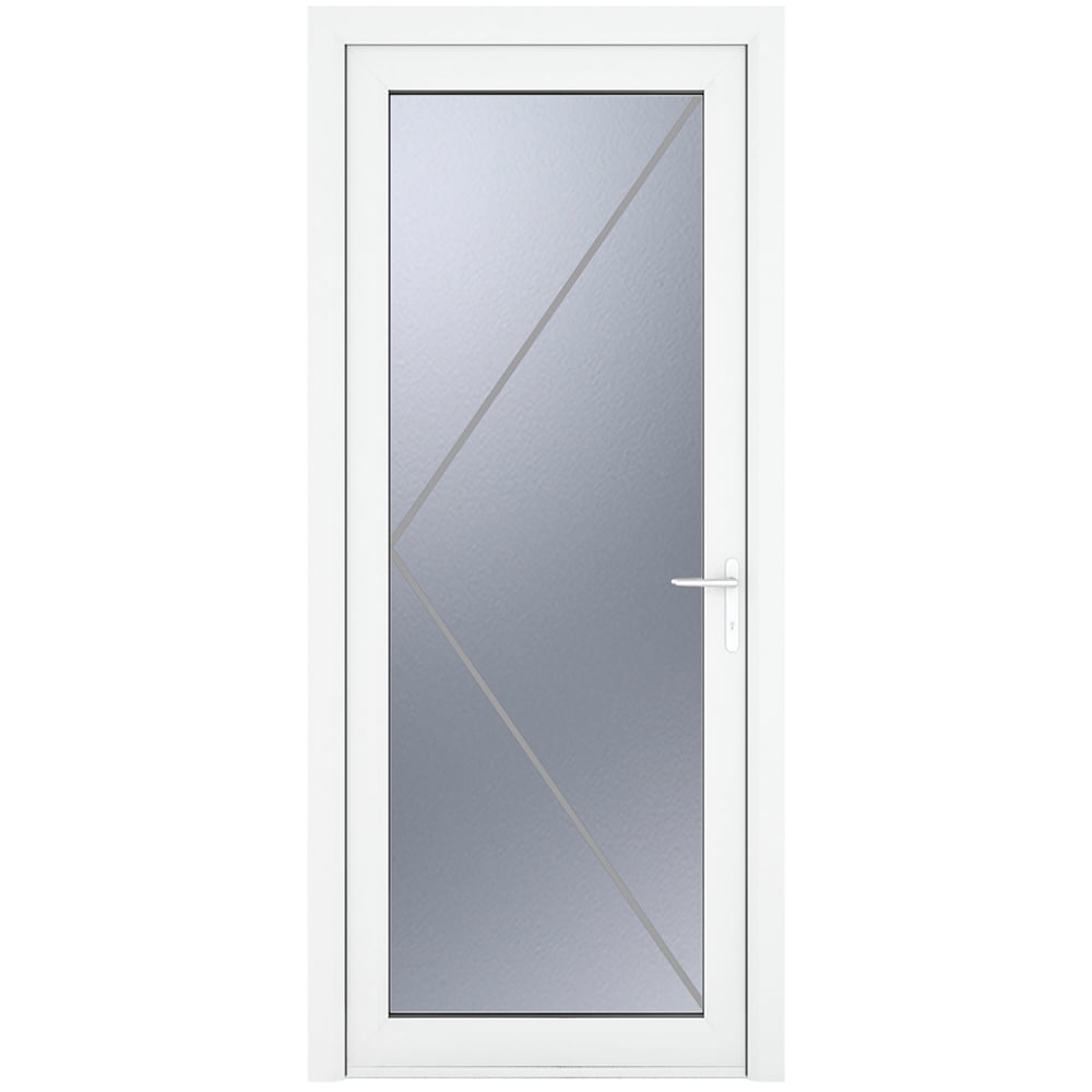Crystal uPVC Double Glazed White Door Full Glass Left hand Obscure Glass 890x2090mm Image 2