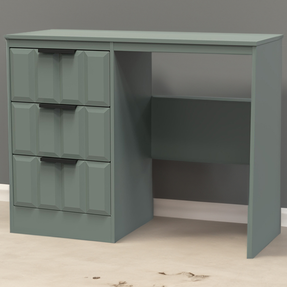 Crowndale New York 3 Drawer Reed Green Desk and Dressing Table Ready Assembled Image 1