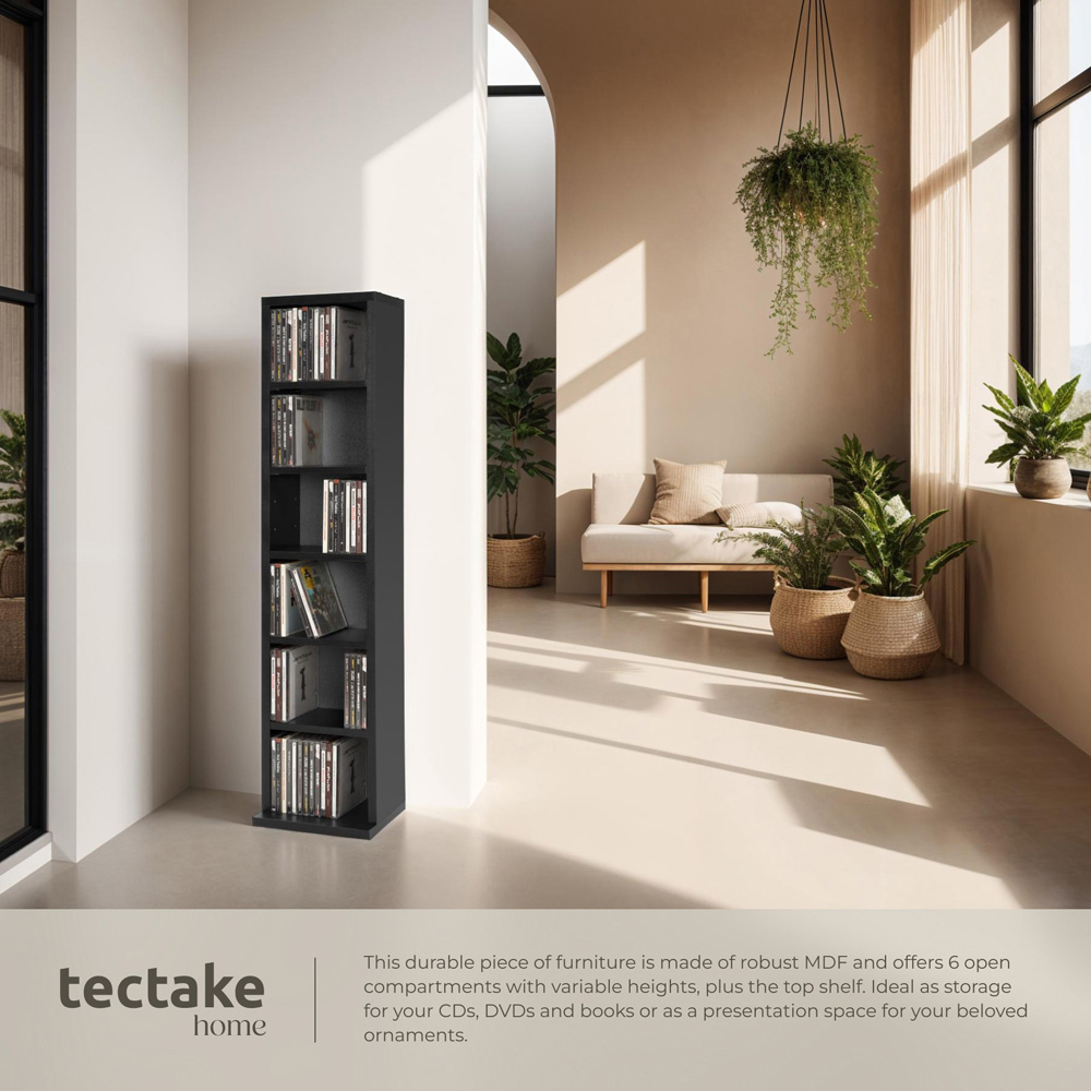tectake Juliane 6 Shelf Black CD Shelf Image 4