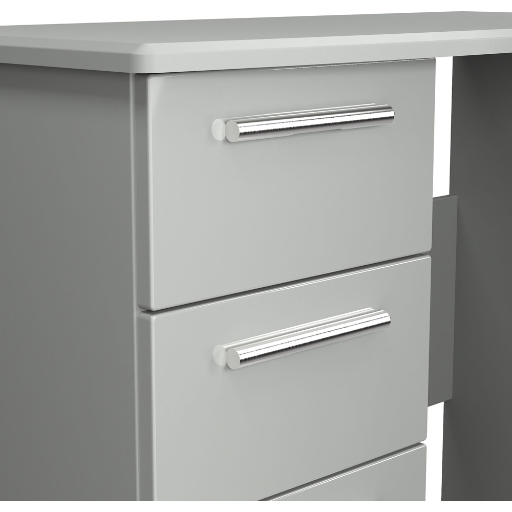 Crowndale Knightsbridge 3 Drawer Grey Gloss and Dusk Grey Vanity Dressing Table Ready Assembled Image 5