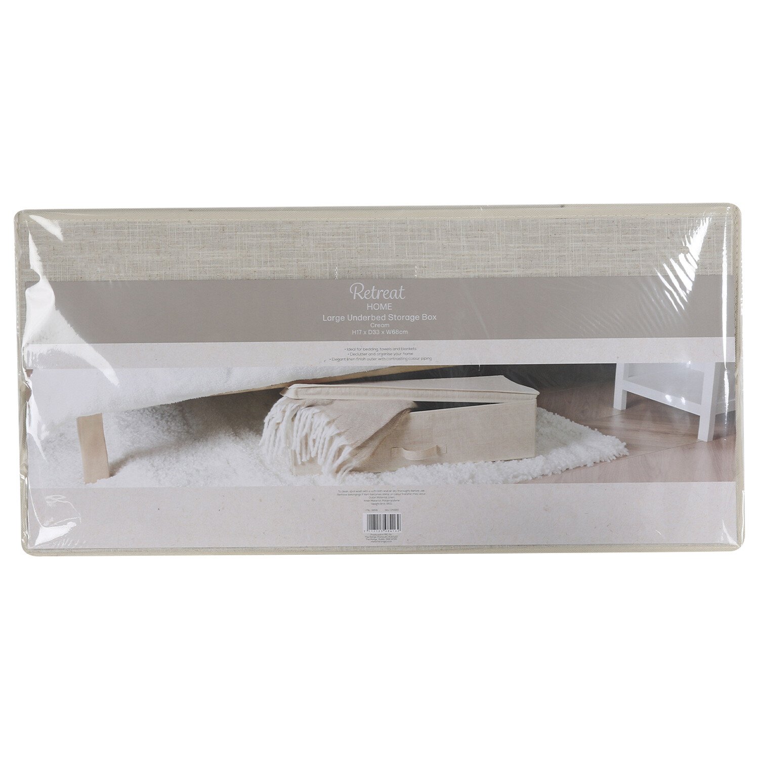 Cream Large Under Bed Storage Box Image 7