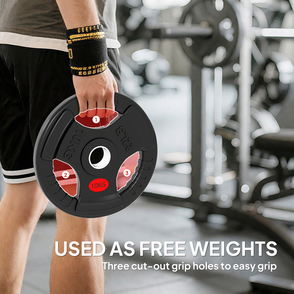 SPORTNOW Olympic Tri-Grip Weight Plates 10kg 2 Pack Image 7