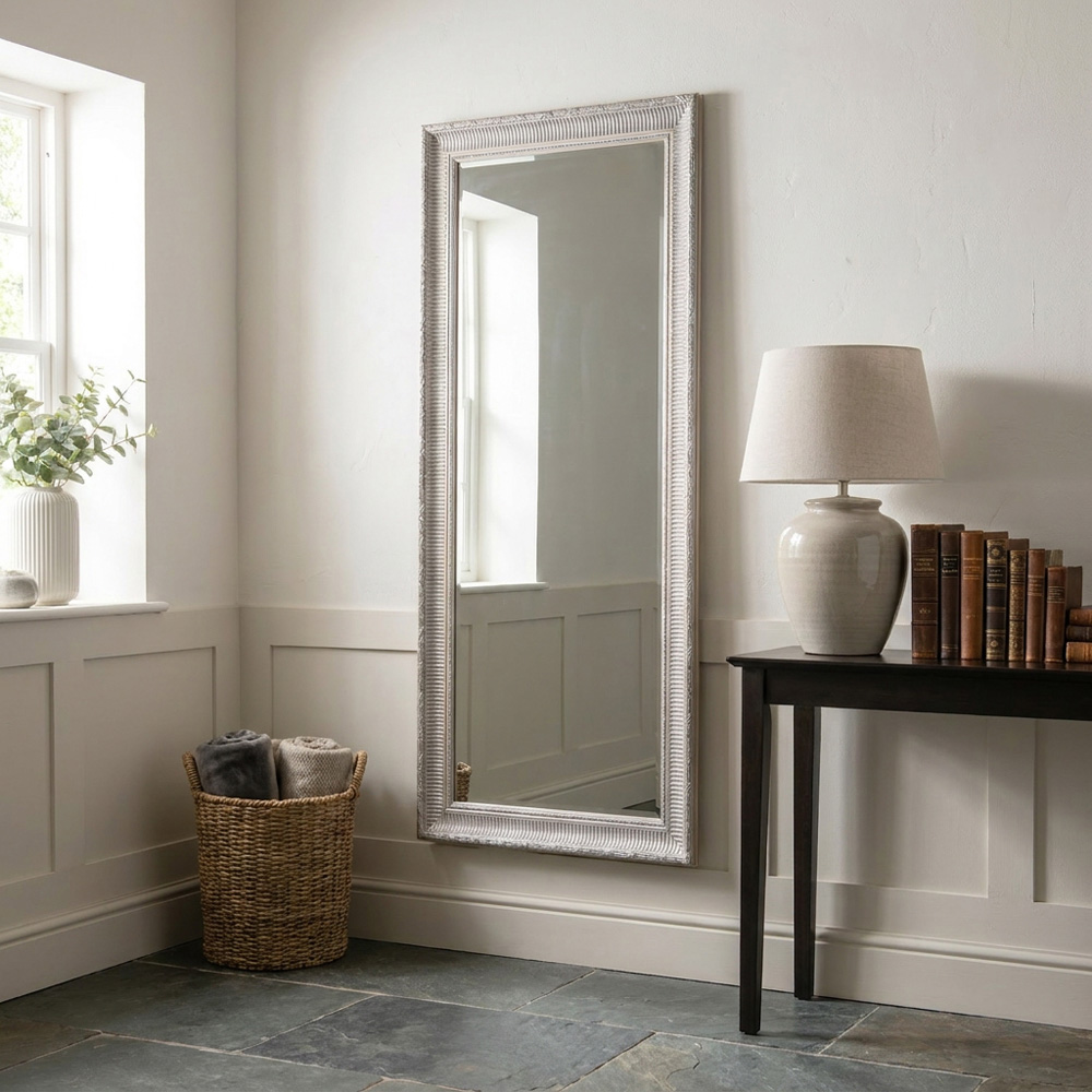 Iyla Carved Washed Wooden Mirror Image 10
