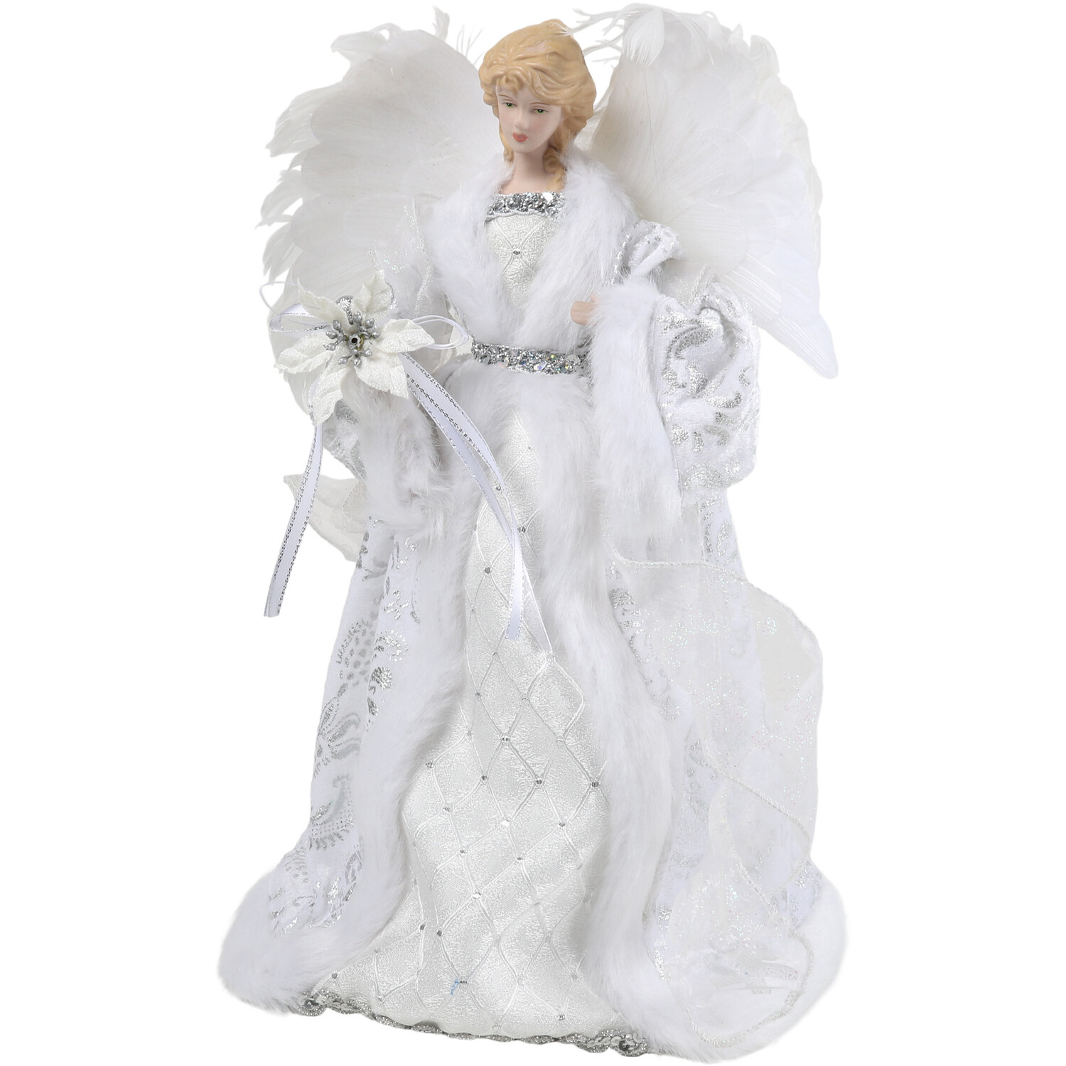 White and Silver Angel With LED Wings - White Image 1